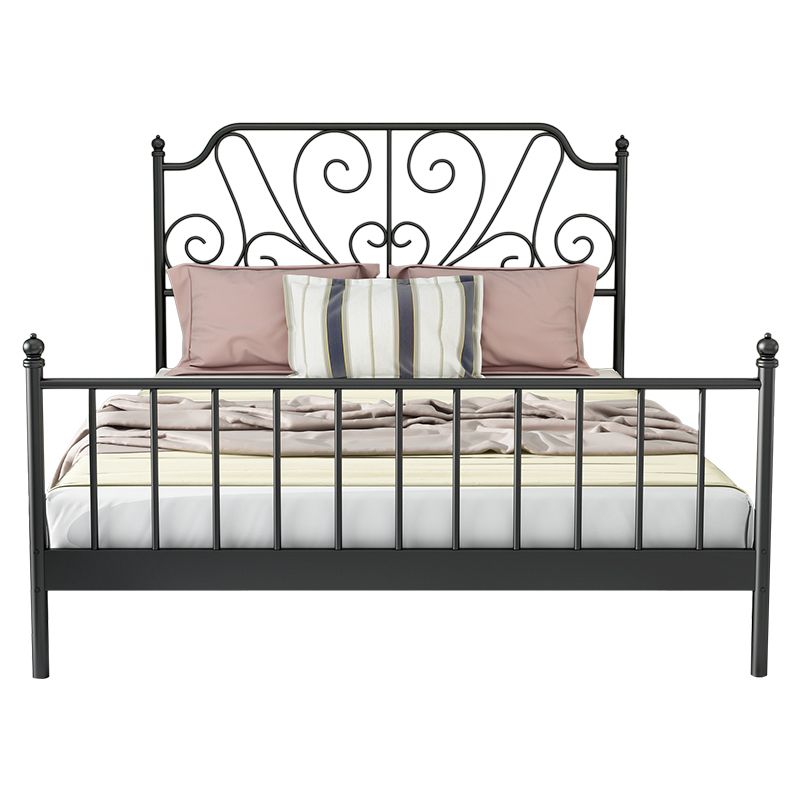 Modernes Metallbett mit Kopfteil im Open-Frame-Bett in Schwarz/Weiß