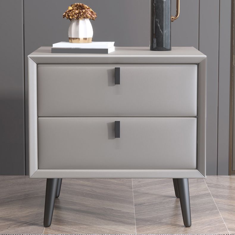 Table de nuit en cuir en bois massif contemporain lit de chevet avec tiroirs