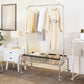 Industrial Coat Hanger Silver Metal Storage Coat Rack with Castors