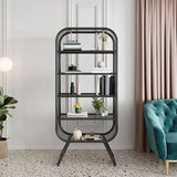 Contemporary Bookshelf Closed Back Metal Shelves Included Bookcase