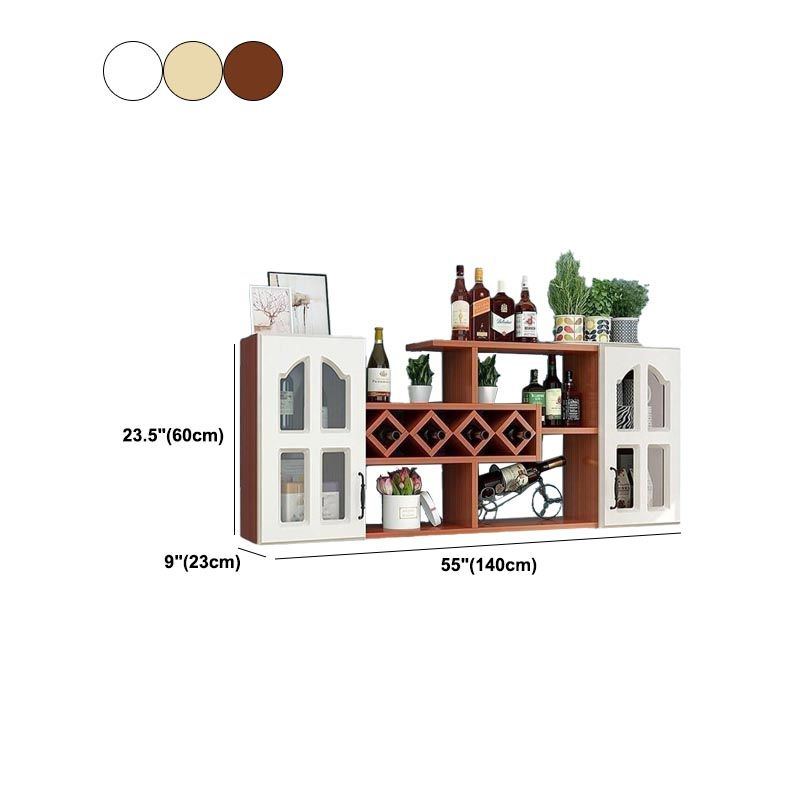 キッチン用の棚付きの壁に取り付けられたモダンワインラックウッドワインラック