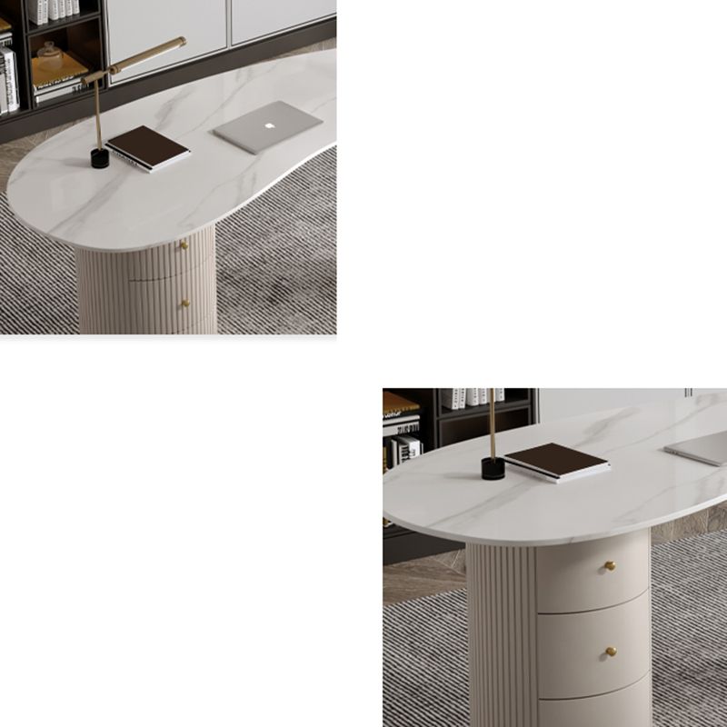 Bureau d'écriture en pierre de style glamour Bureau en bois d'origine avec 3 tiroirs