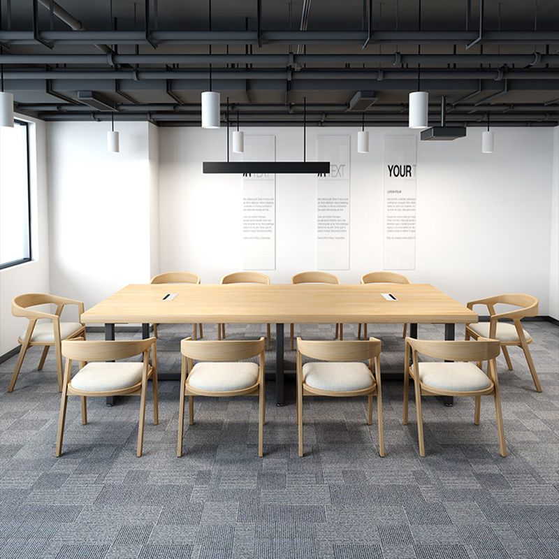 Vast hout rechthoekige vergaderbalie industrieel schrijfbureau voor kantoor