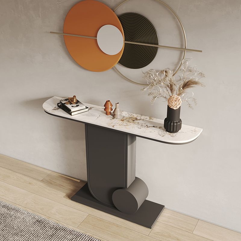 Tavolo da accento per sala da 33,46 "Tavolo da console di pietra moderna con 1 scaffale