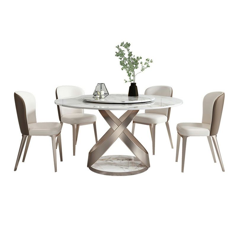 Contemporary Stone Turntable Dining Set Stone 1/2/5/7 Pieces Dining Furniture for Home Clearhalo 'Dining Room Sets' 'Dining Tables & Seating' 'dining_room_set' 'furn' 'furn_dining_room_set' 'Furniture' 'Kitchen & Dining Furniture' 1200x1200_ba7cf32c-a089-4fa5-b753-e7894e5fe373