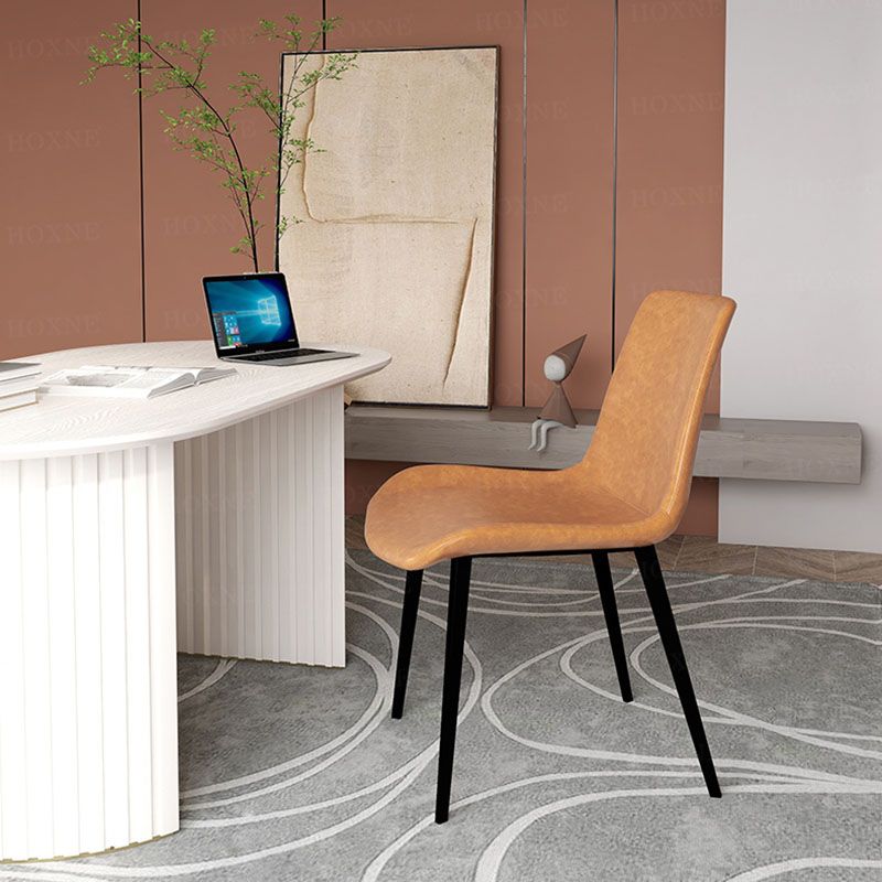 Industrial Design Faux Leather Side Chair Solid Back Chair for Home Clearhalo 'Dining Chairs' 'Dining Tables & Seating' 'dining_chair' 'furn' 'furn_dining_chair' 'Furniture' 'furniture_dining_chair' 'Kitchen & Dining Furniture' 1200x1200_ba7db55b-a8f7-4744-a55d-0d7ca418ebed