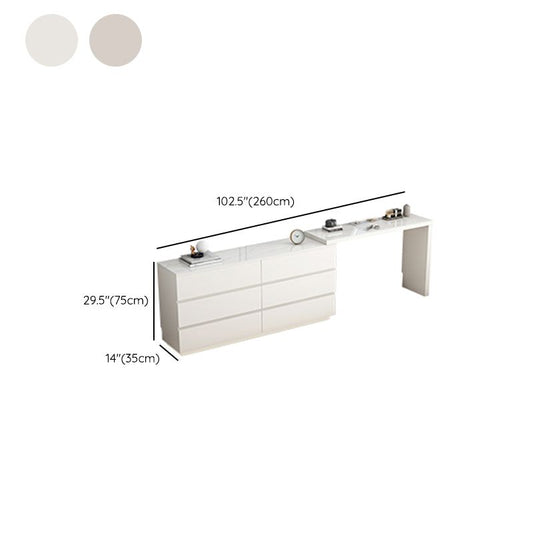 Modern Style Stone Task Desk Rectangular Shape Office Desk with 6-drawers