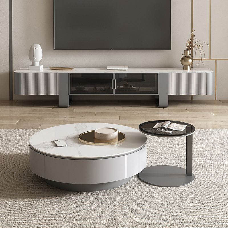 Modern Stone TV Stand Console Enclosed Storage TV Media Stand with Doors for Living Room Clearhalo 'furn' 'furn_tv_stands_entertainment_centers' 'Furniture' 'Living Room Furniture' 'TV Stands & Entertainment Centers' 'TV Stands & Media Storage Furniture' 'tv_stands_entertainment_centers' 1200x1200_ba7e0b24-07ab-48cb-a201-5a4961c7d6f9