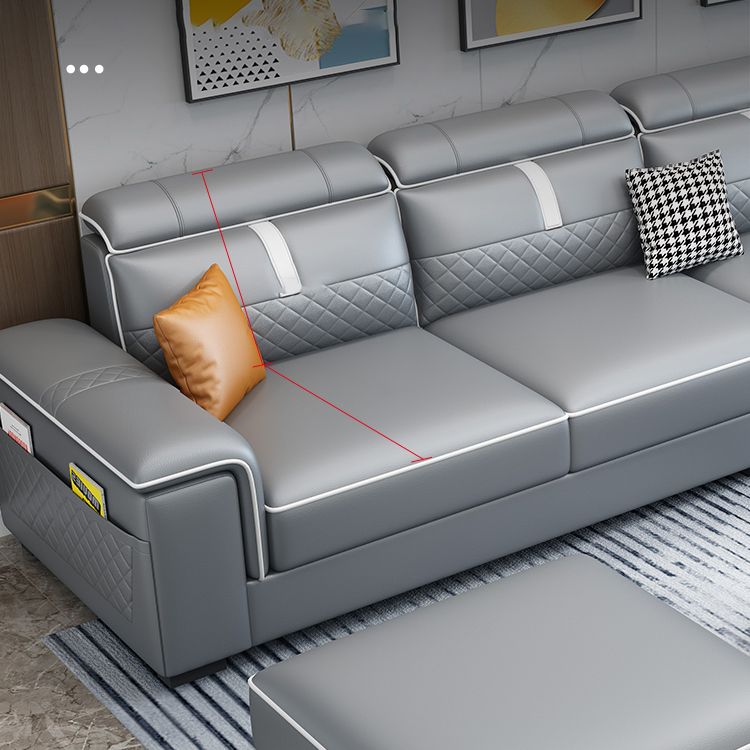 ピロートップアームソファ35.43 "高フェイクレザーソファステイン耐性