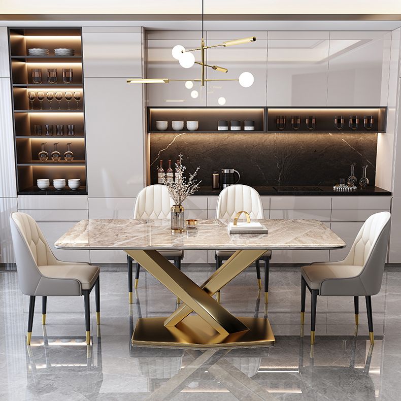 Modern Gray Kitchen Dining Set Sintered Stone Rectangle Shape Dining Set with Pedestal Clearhalo 'Dining Room Sets' 'Dining Tables & Seating' 'dining_room_set' 'furn' 'furn_dining_room_set' 'Furniture' 'furniture_dining_room_set' 'Kitchen & Dining Furniture' 'kitchen&dining_furn' 'kitchen' 1200x1200_ba7ef944-2050-4085-b026-be2a3135699f