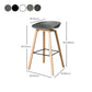Contemporary Plastic Bucket Bar Stool with Beech Solid Wood Base