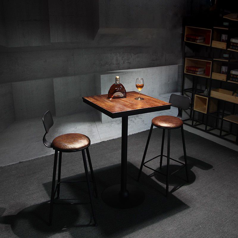 Industrial Wood Pub Dining Set 1/3/5 Pieces counter Table with Upholstered Stools Clearhalo 'Bar Furniture' 'furn' 'furn_home_bar_bar_sets' 'Furniture' 'Home Bars & Bar Sets' 'home_bar_bar_sets' 'Kitchen & Dining Furniture' 1200x1200_ba800d97-612a-4609-a076-d74fd8de6487