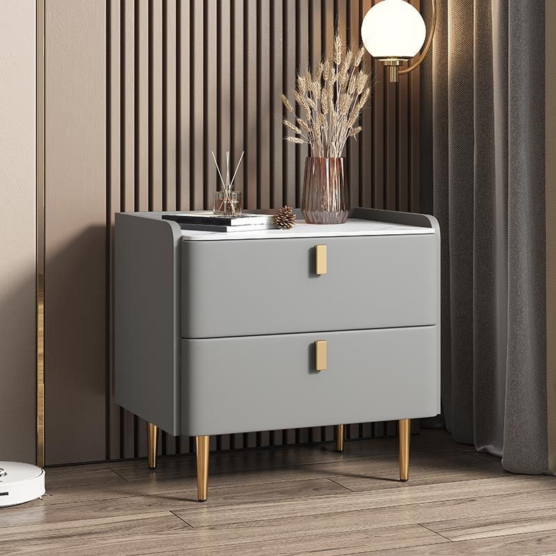 20"W X 20" H Modern Accent Table Nightstand Stone and Wood Nightstand with 2-drawer Clearhalo 'Bedroom Furniture' 'furn' 'furn_night_stand' 'Furniture' 'night_stand' 'Nightstands' 1200x1200_ba81d09d-8f9c-4084-ac6d-6ae46b2f187f
