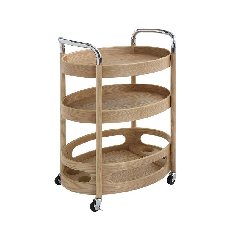 Solid Wood Prep Table Modern Rolling Kitchen Trolley with Wine Storage