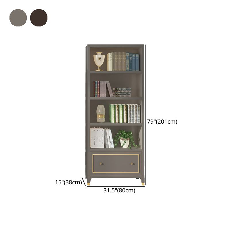 Vertical Glam Standard Bookcase Beech Closed Back Bookcase with Drawer Clearhalo 'Bookcases' 'furn' 'furn_bookcases' 'Furniture' 'Office Furniture' 1200x1200_ba83e949-50a4-4d25-a25b-e8ef34dd4fd9
