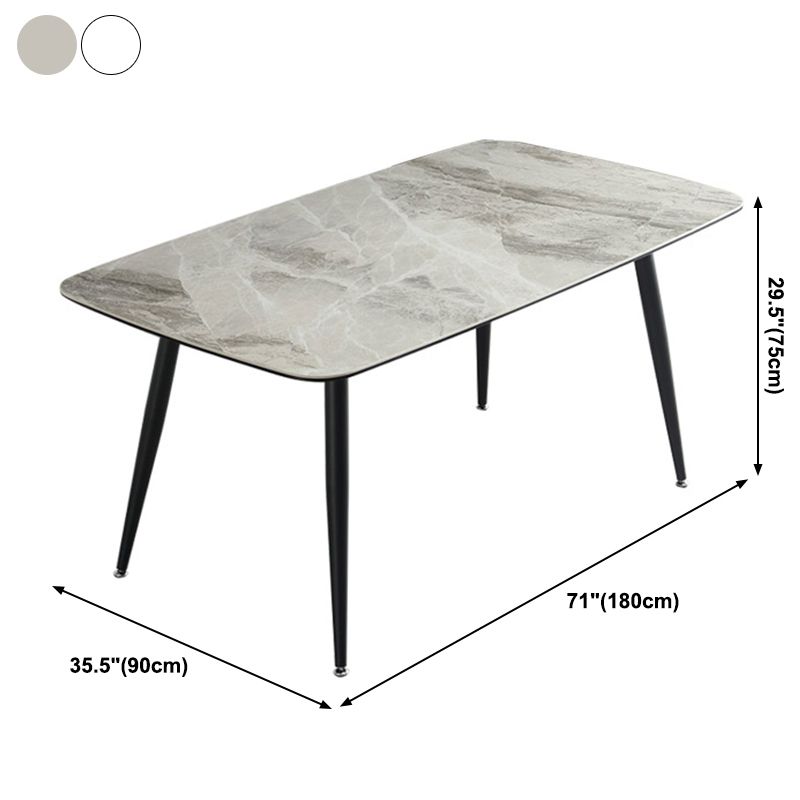 Metal Contemporary Rectangular Dining Table Sintered Stone Table with 4 Black Legs Clearhalo ' dining_table' 'Dining Tables & Seating' 'Dining Tables' 'furn' 'furn_dining_table' 'Furniture' 'furniture_dining_table' 'Kitchen & Dining Furniture' 'kitchen&dining_furn' 'kitchen' 'kitchen_dining_table' 1200x1200_ba858b59-79d8-4f06-927f-1809b0fecd50