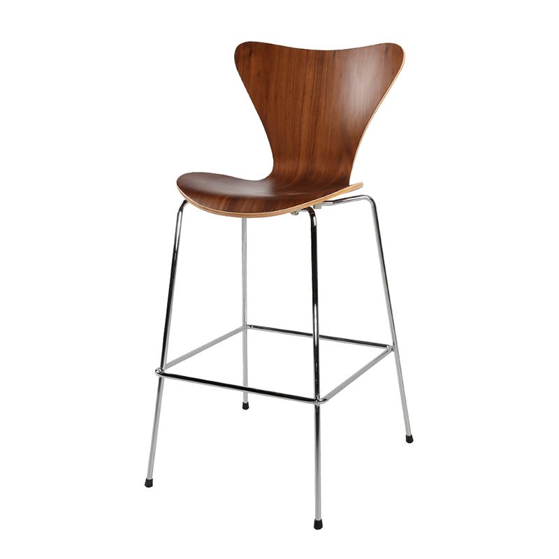Modern Armless Backrest Bar Stool Wood Kitchen Bar Stool with 4 Metal Legs Clearhalo 'Bar Furniture' 'Bar Stools' 'bar_stools' 'furn' 'furn_bar_stools' 'Furniture' 'Kitchen & Dining Furniture' 1200x1200_ba85ed7d-01db-4226-a3e7-4d06fec25844