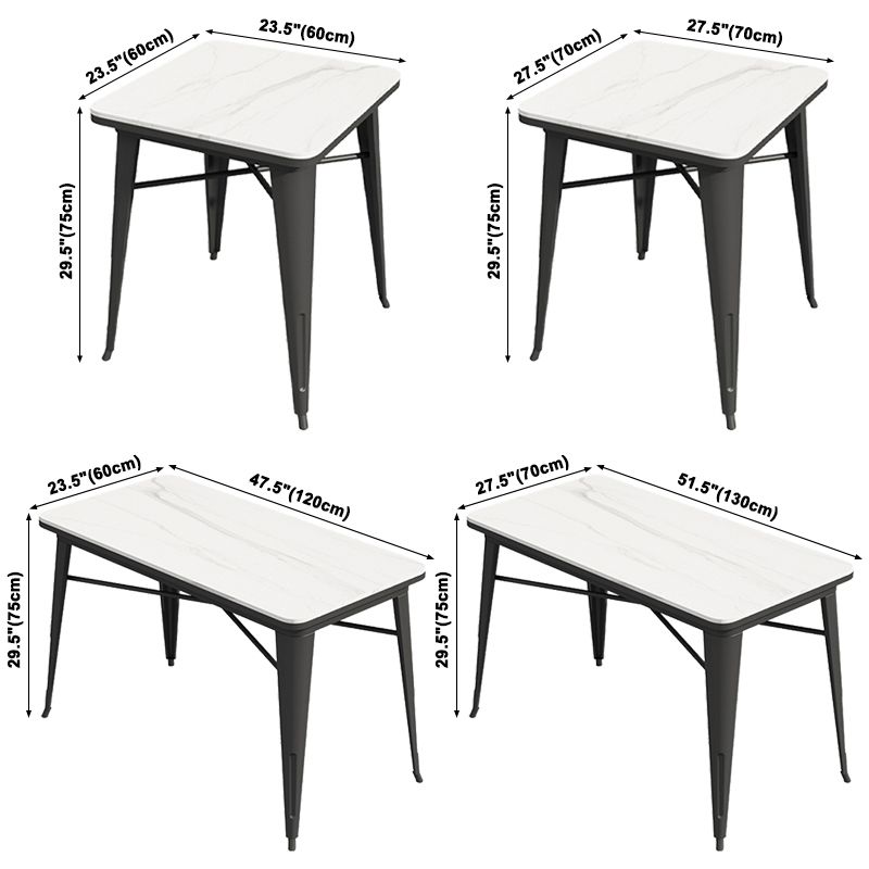 Industrial Style Sintered Stone Dining Table White Table with Black Frame for Dinning Room Clearhalo ' dining_table' 'Dining Tables & Seating' 'Dining Tables' 'furn' 'furn_dining_table' 'Furniture' 'furniture_dining_table' 'Kitchen & Dining Furniture' 'kitchen&dining_furn' 'kitchen' 'kitchen_dining_table' 1200x1200_ba8629a6-ed0f-44b6-8ba6-06d9e463e553