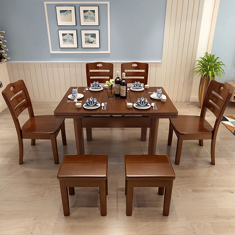 Table de salle à manger en bois massif marron Table de dinette contemporaine