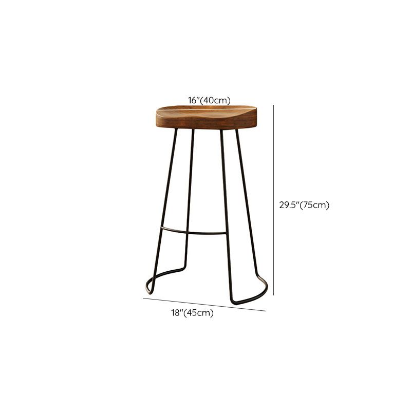 Solid Wood Dining Stools Scandinavian Bar Stools with Footrest
