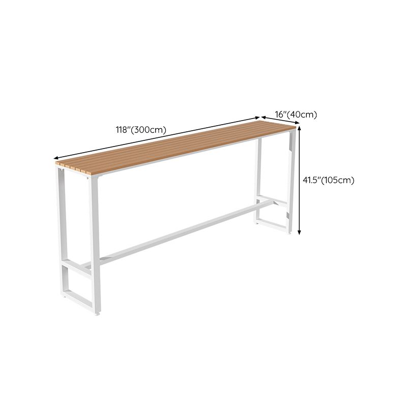 Table industrielle à hauteur de bar avec table rectangulaire à base blanche pour patio
