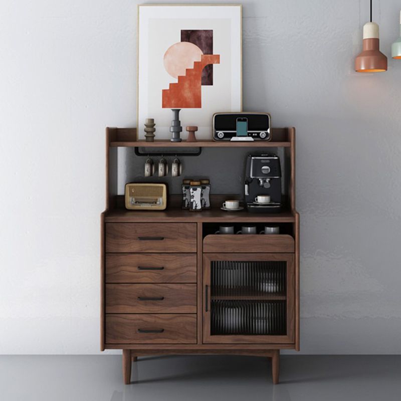 Scheda laterale aperta in stile fattoria in legno con cassetti