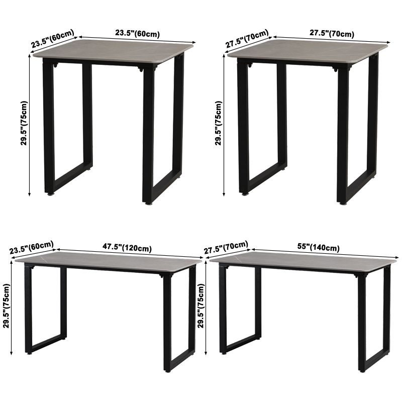 Industrial Style Grey Sintered Stone Dining Table Metallic Base Rectangle and Square Table for Home Clearhalo ' dining_table' 'Dining Tables & Seating' 'Dining Tables' 'furn' 'furn_dining_table' 'Furniture' 'furniture_dining_table' 'Kitchen & Dining Furniture' 'kitchen&dining_furn' 'kitchen' 'kitchen_dining_table' 1200x1200_ba8ab78b-3ae0-423e-bd99-c6f8b6257a2a