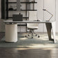 Table de bureau moderne de forme irrégulière Bureau d'écriture de pierre blanc 2-legs