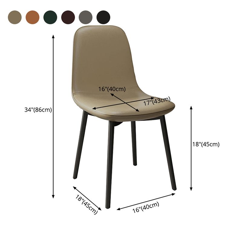 Contemporary Metal Dining Room Chair Faux Leather Dining Armless Single Chair Clearhalo ' kitchen&dining_furn' 'Dining Chairs' 'Dining Tables & Seating' 'dining_chair' 'furn' 'furn_dining_chair' 'Furniture' 'furniture_dining_chair' 'Kitchen & Dining Furniture' 'kitchen' 1200x1200_ba8cfafa-cc9e-4deb-a82b-701f8080edff