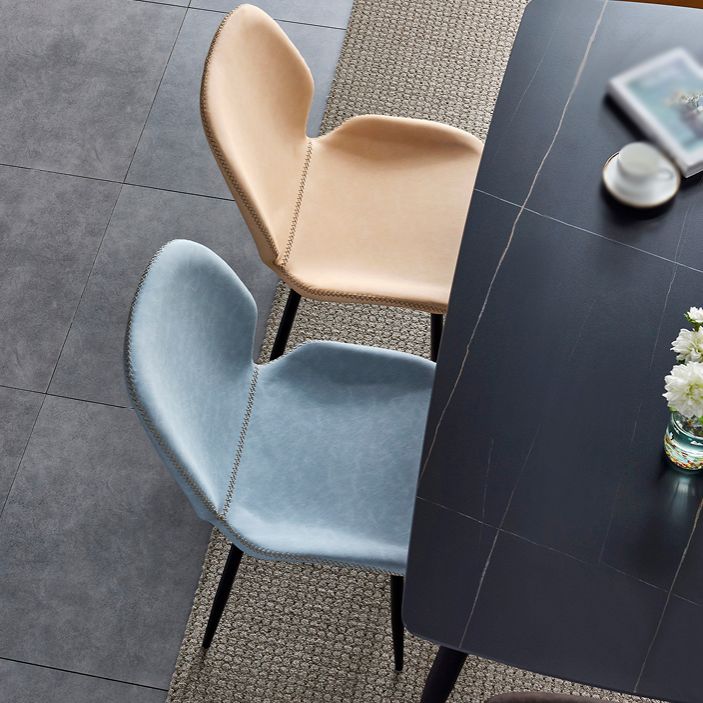 Contemporary Metal Dining Room Chairs Armless PU Leather Dining Chairs Clearhalo ' kitchen&dining_furn' 'Dining Chairs' 'Dining Tables & Seating' 'dining_chair' 'furn' 'furn_dining_chair' 'Furniture' 'furniture_dining_chair' 'Kitchen & Dining Furniture' 'kitchen' 1200x1200_ba8d3326-7ff0-47e9-9829-8dc3206f2827