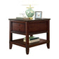 Contemporary Solid Wood End Table Rectangular Side Table with Storage and Shelf
