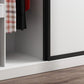 White Modern Wardrobe Armoire Engineered Wood Sliding Door Wardrobe with Drawer