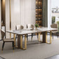 Traditional Luxury Sintered Stone Top Dining Table Rectangle Table With Metal Double Pedestal Clearhalo ' dining_table' 'Dining Tables & Seating' 'Dining Tables' 'furn' 'furn_dining_table' 'Furniture' 'furniture_dining_table' 'Kitchen & Dining Furniture' 'kitchen&dining_furn' 'kitchen' 'kitchen_dining_table' 1200x1200_ba948b33-bae6-4d74-9a4e-487ae67c7345