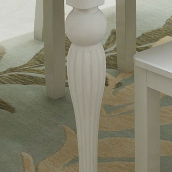 Moderno tavolo da pranzo in vetro rettangolare bianco con gambe in legno massiccio