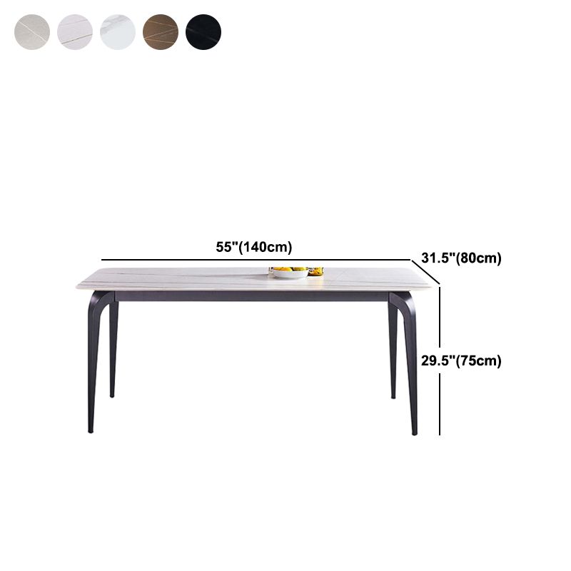 Rechthoekige gesinterde stenen eettafel Modern meubels met 4 zwarte benen
