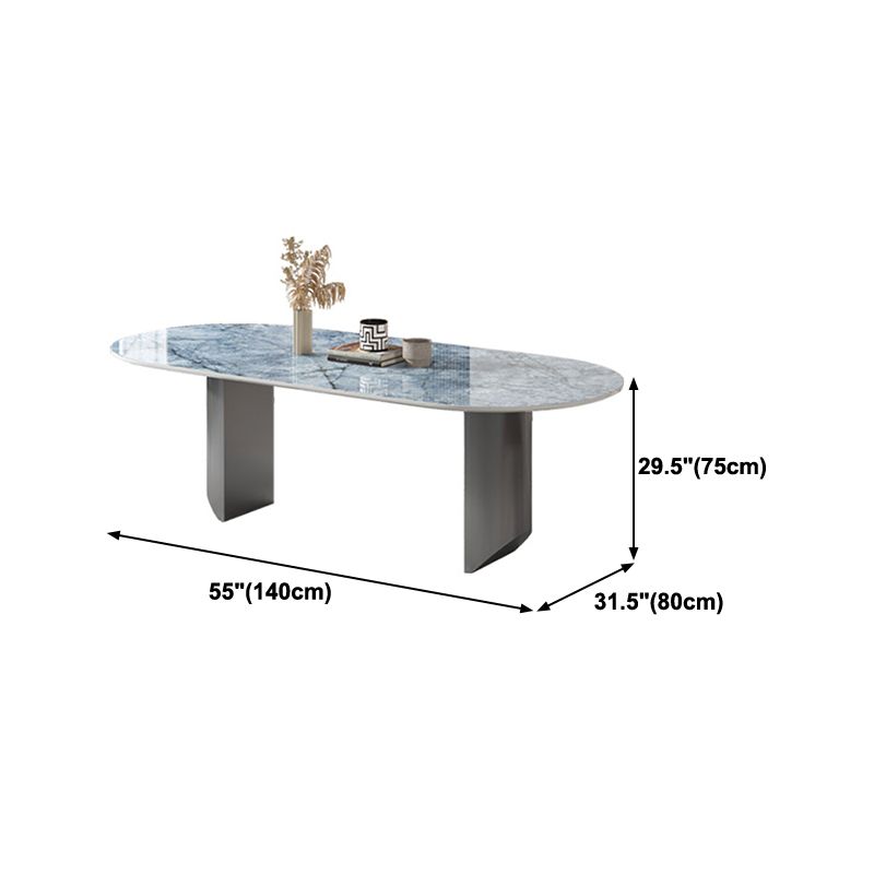 Metal Oval Traditional Luxury Dining Table Sintered Stone Table with Double Pedestal Clearhalo ' dining_table' 'Dining Tables & Seating' 'Dining Tables' 'furn' 'furn_dining_table' 'Furniture' 'furniture_dining_table' 'Kitchen & Dining Furniture' 'kitchen&dining_furn' 'kitchen' 'kitchen_dining_table' 1200x1200_ba979de6-9c44-4a42-88e7-8c93f16b47b2