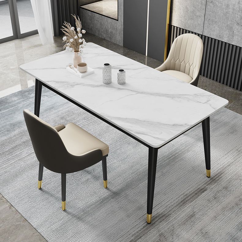 Minimalist Style Sintered Stone Dining Set with Traditional Height Table and 4 Black Legs Base Clearhalo 'Dining Room Sets' 'Dining Tables & Seating' 'dining_room_set' 'furn' 'furn_dining_room_set' 'Furniture' 'furniture_dining_room_set' 'Kitchen & Dining Furniture' 'kitchen&dining_furn' 'kitchen' 1200x1200_ba97c749-6a34-44ab-b329-05e89a437173