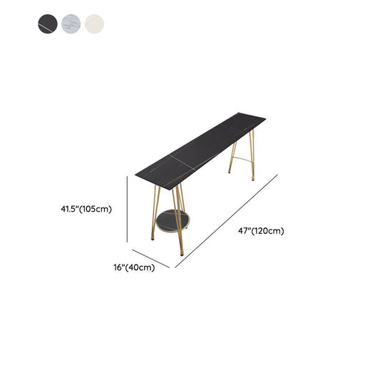 Rectangle Pub Table Glam Stone Bar Table for Cafe and Breakroom