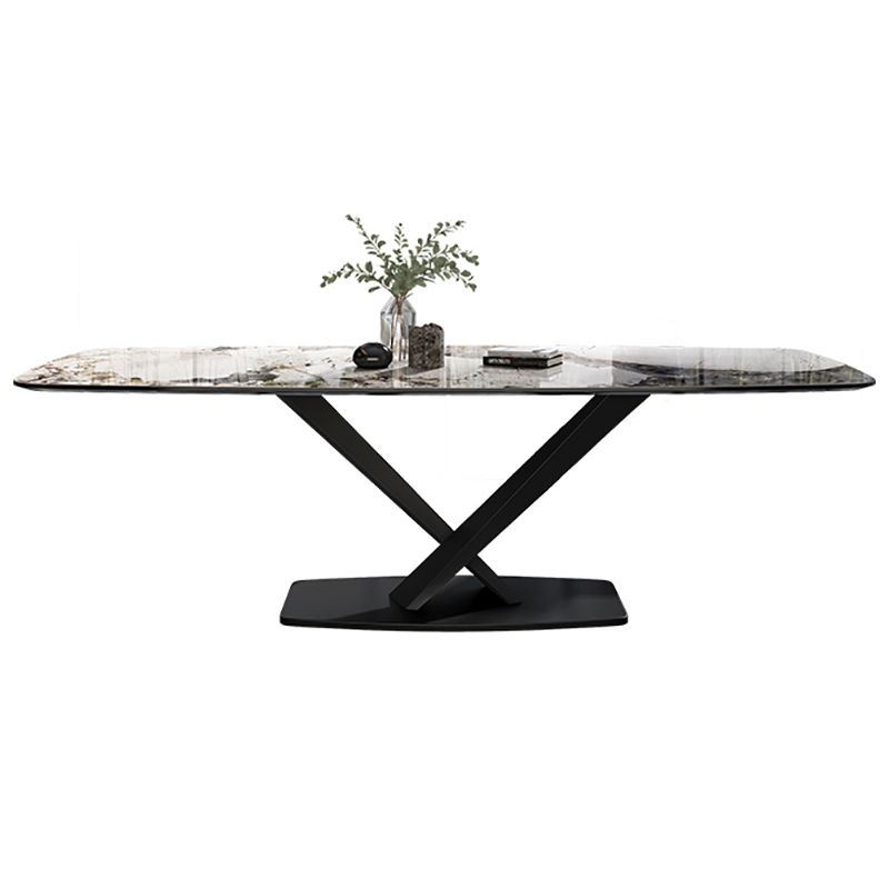 Metal Contemporary Rectangular Dining Table Sintered Stone Dining Table for Dining Room Clearhalo ' dining_table' 'Dining Tables & Seating' 'Dining Tables' 'furn' 'furn_dining_table' 'Furniture' 'furniture_dining_table' 'Kitchen & Dining Furniture' 'kitchen&dining_furn' 'kitchen' 'kitchen_dining_table' 1200x1200_ba97f9d6-f321-4df6-95b5-cb102f21ae3f