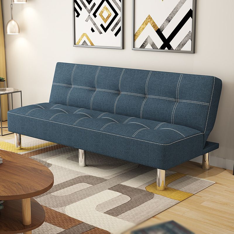 Contemporary Tufted Back Standard Couch Linen/Faux Leather Armless Sofa Bed Clearhalo 'furn' 'furn_sofas' 'Furniture' 'furniture_sofas' 'Living Room Furniture' 'Sofa' 'sofas' 1200x1200_ba9b58ee-4470-49e9-96cb-9751d5cbe979