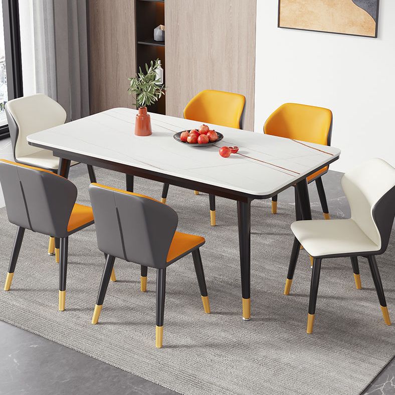 Rectangular Sintered Stone Dining Table Modern 4 Legs Furniture in Matte Finish Clearhalo 'Dining Tables & Seating' 'Dining Tables' 'dining_table' 'furn' 'furn_dining_table' 'Furniture' 'Kitchen & Dining Furniture' 1200x1200_ba9c7a71-3efc-49cc-8b44-ccf2b3770428
