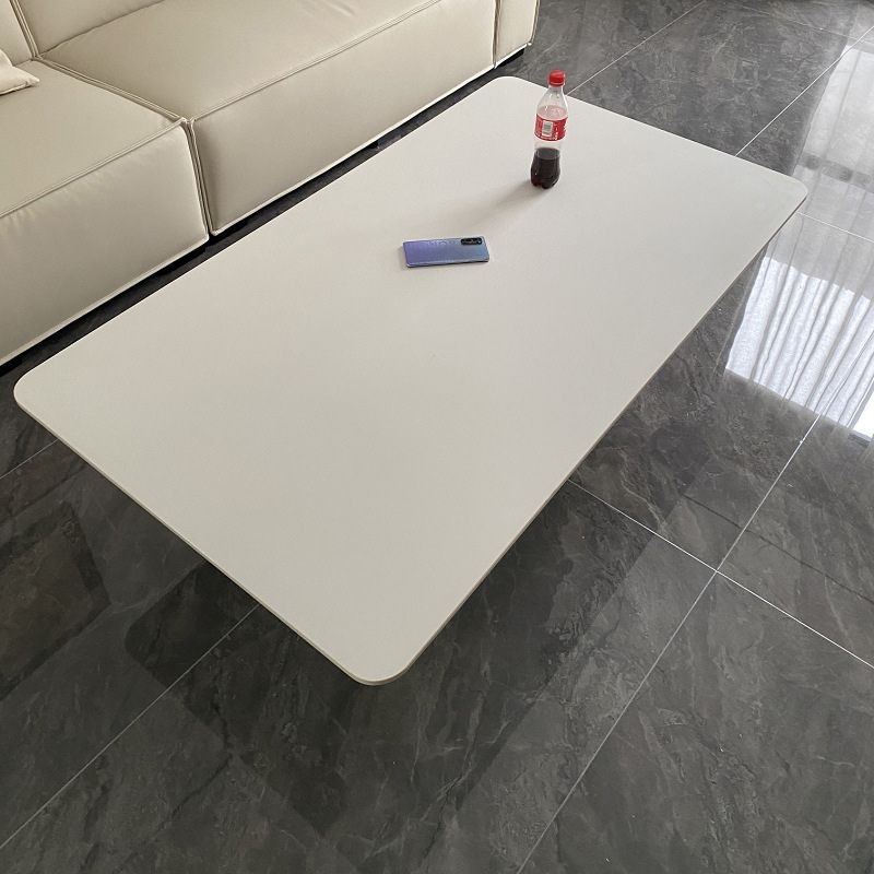 Contemporary White Stone Coffee Table Rectangle Single Cocktail Table