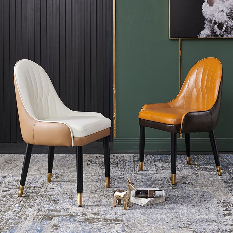 Nordic Glam Style Leather Dining Chair Kitchen Parsons Chair with Wooden Legs Clearhalo ' kitchen&dining_furn' 'Dining Chairs' 'Dining Tables & Seating' 'dining_chair' 'furn' 'furn_dining_chair' 'Furniture' 'furniture_dining_chair' 'Kitchen & Dining Furniture' 'kitchen' 1200x1200_ba9d4e98-b99c-4076-a11a-34fab9b73c8a