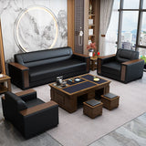 Square Arm Sofa 34.64" High Faux Leather/Genuine Leather Sofa