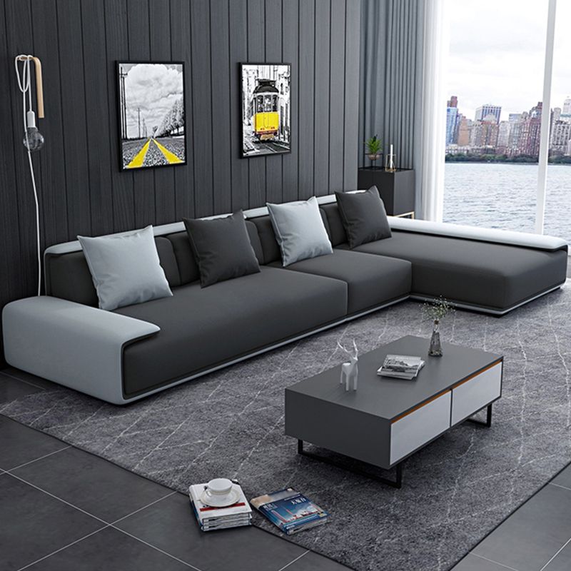 Faux leather Grey Sectional Armless Stain-Resistant Sectional for Living Room Clearhalo 'furn' 'furn_sectionals' 'Furniture' 'furniture_sectionals' 'kitchen' 'kitchen_sectionals' 'Living Room Furniture' 'Sectionals' 1200x1200_ba9eacf7-cfd0-4c89-bf5c-5be1424e193d