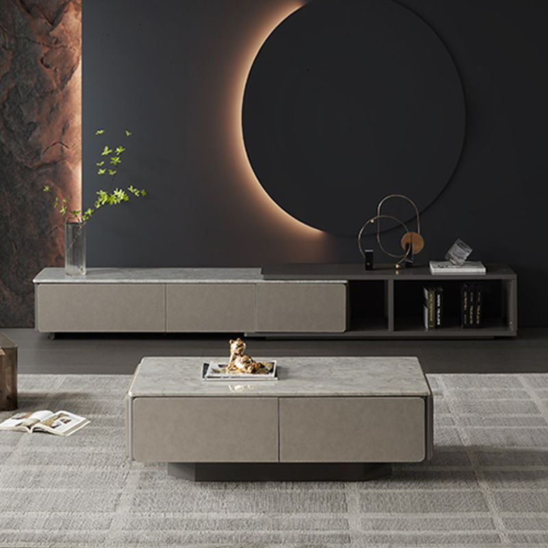 Contemporary Coffee Or End Table Marble with Storage Drawers Rectangle Clearhalo 'Coffee & Accent Tables' 'Coffee Tables' 'coffee_tables' 'furn' 'furn_coffee_tables' 'Furniture' 'Living Room Furniture' 1200x1200_ba9f0f64-eb9c-49cf-b096-f7a57e08e40f