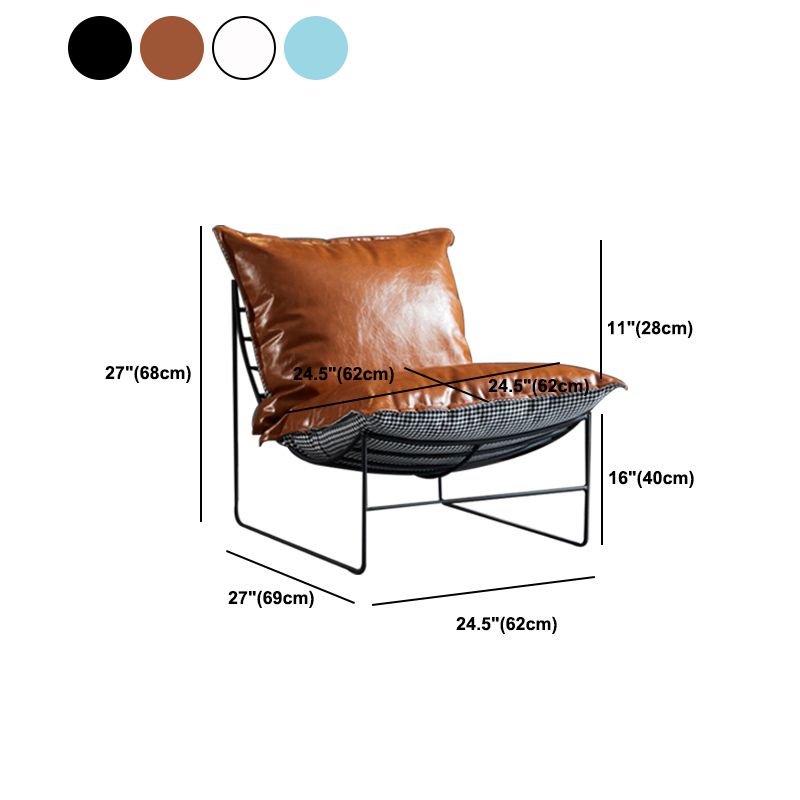 Contemporary Faux Leather Armless Pillow Back with Black Legs Lounge Chair Clearhalo 'Accent Chairs' 'accent_chairs' 'Chairs & Seating' 'furn' 'furn_accent_chairs' 'Furniture' 'Living Room Furniture' 1200x1200_ba9fc8ca-de40-40d5-a00f-30e4735c3c4b