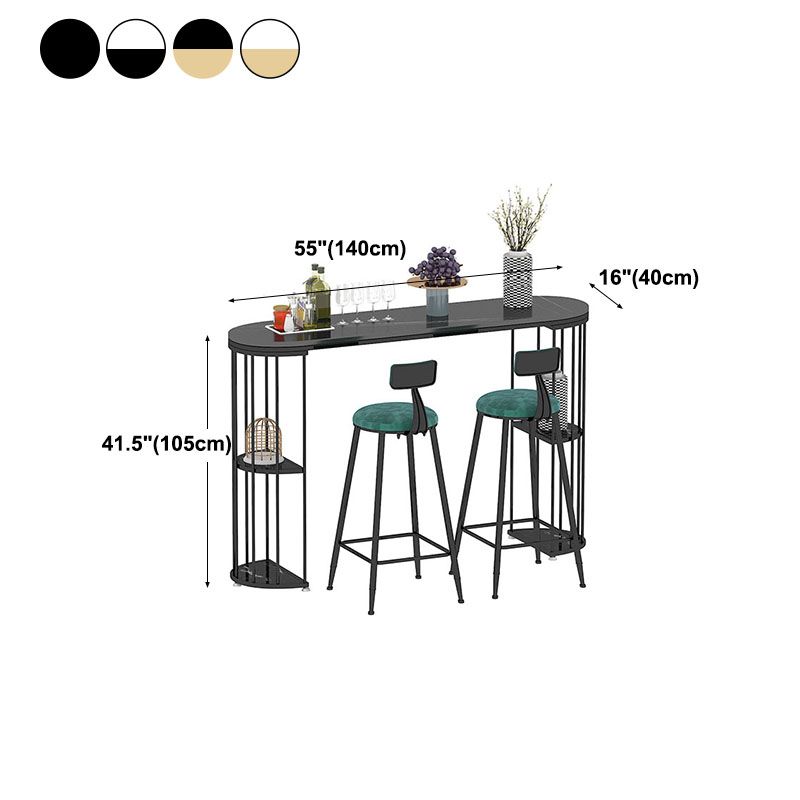 Glam Metal Bar Table 41.3"H Oval Faux Marble Top Bistro Table with Shelves Clearhalo 'Bar Furniture' 'Bar Tables' 'bar_tables' 'furn' 'furn_bar_tables' 'Furniture' 'furniture_bar_tables' 'Kitchen & Dining Furniture' 'kitchen&dining_furn' 'kitchen' 1200x1200_baa09a42-374a-4267-a41e-9f5800e914df