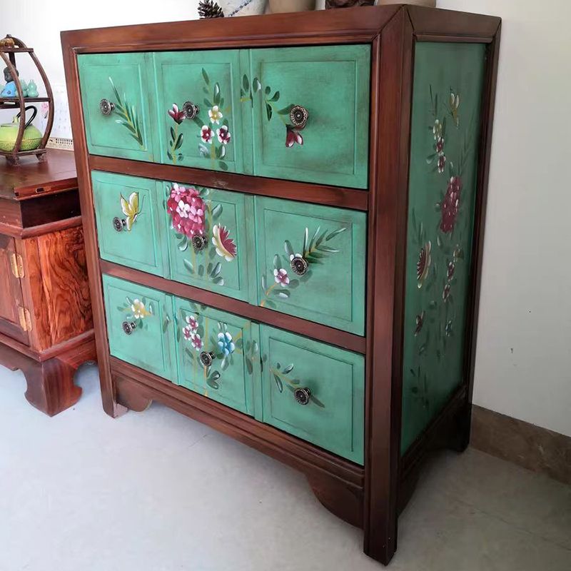 Cassa di accento moderno di metà secolo con cassetti, cassa del rettangolo di legno