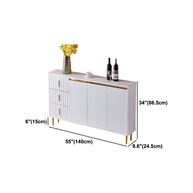 Stone in stile glam 34 "H sala da pranzo sideboard a 3 tradotto server buffet in bianco